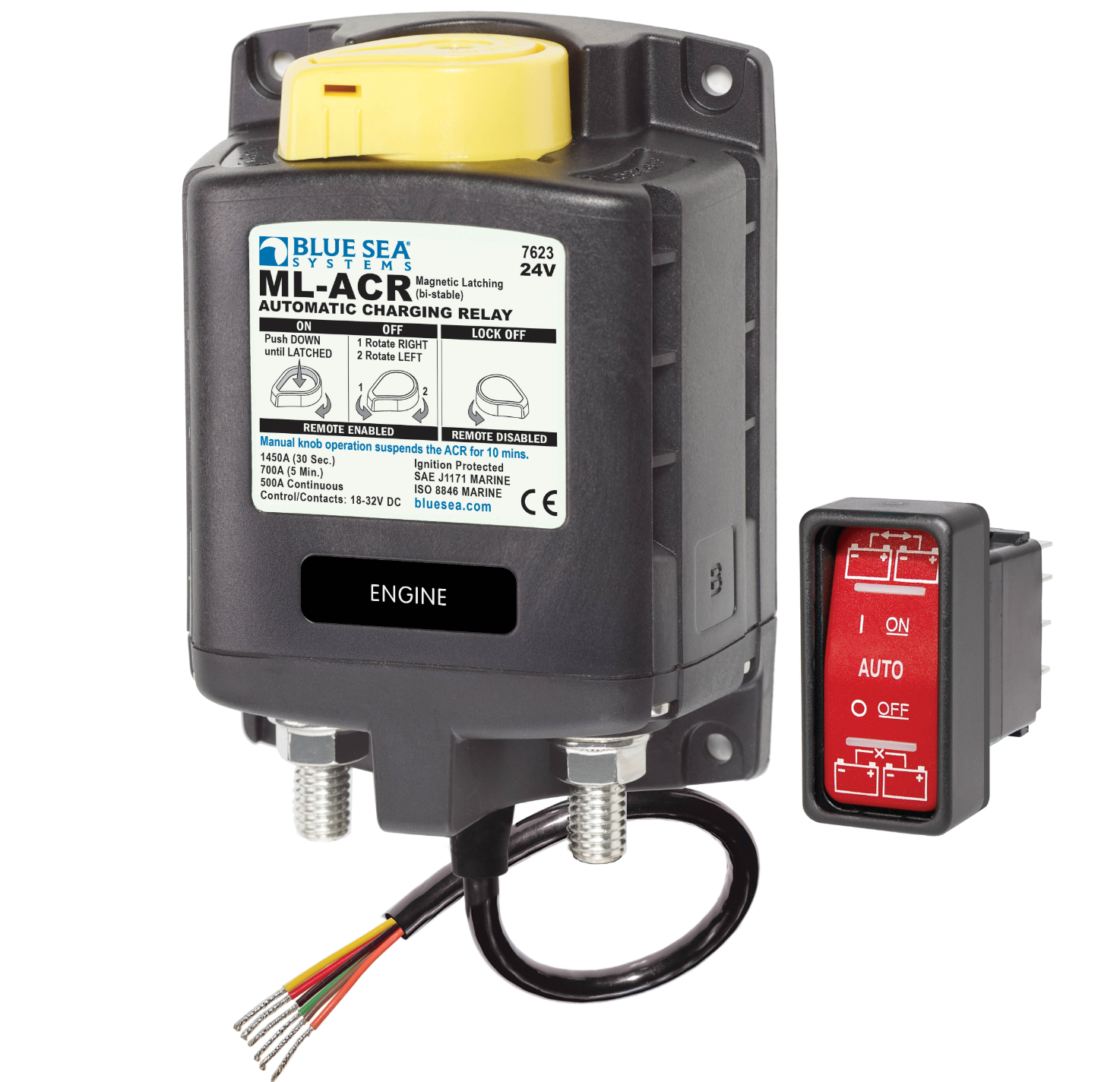 ML-ACR Automatic Charging Relay with Manual Control - 24V DC 500A