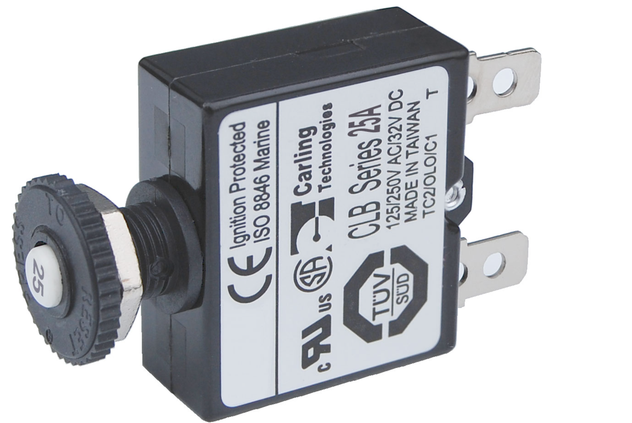 Push Button Reset Only Quick Connect Circuit Breaker - 25A