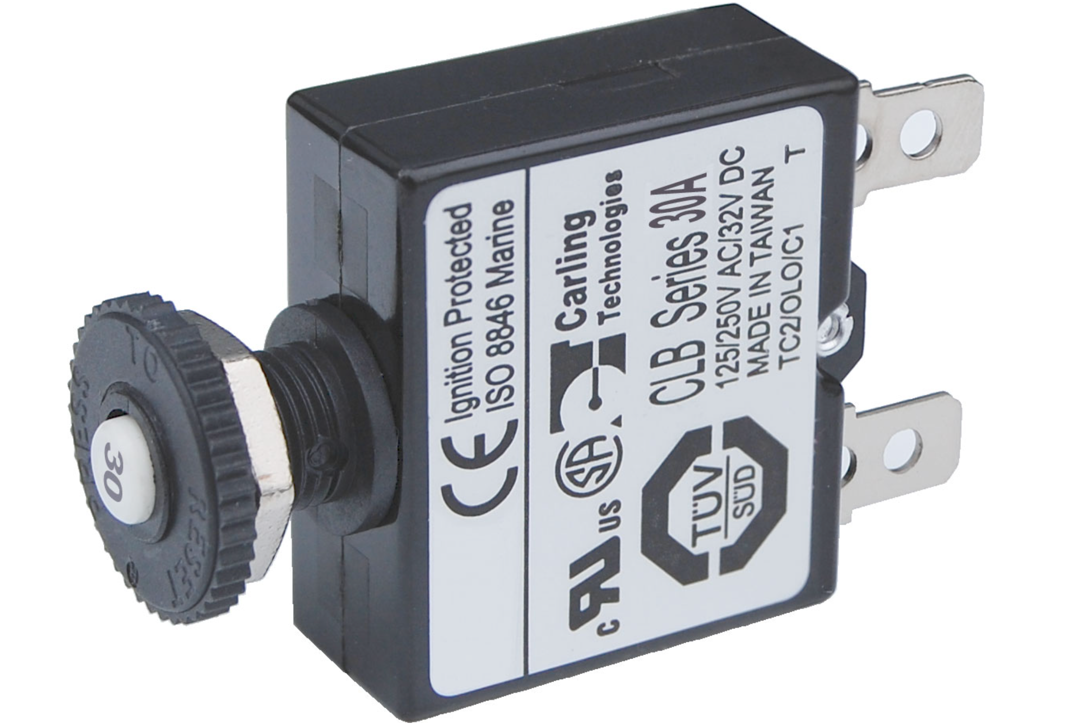 Push Button Reset Only Quick Connect Circuit Breaker - 30 Amps