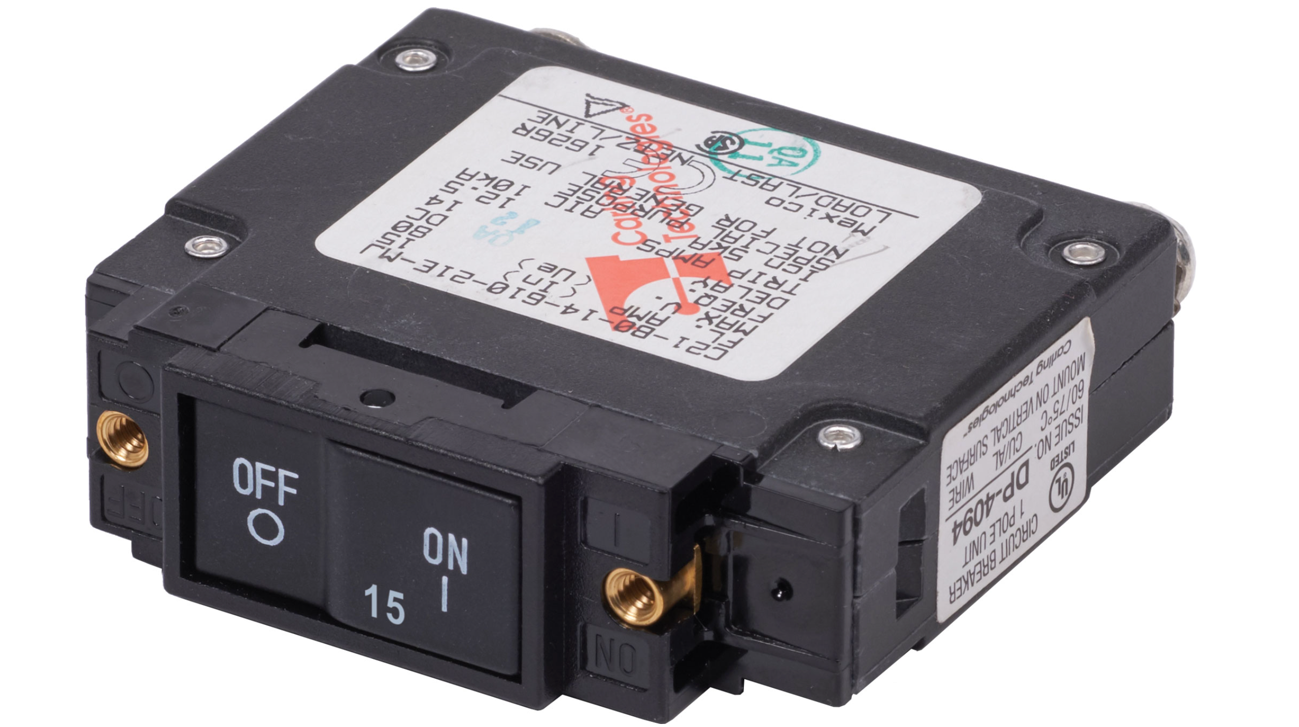 UL-489 Circuit Breaker - 15A Flat Rocker