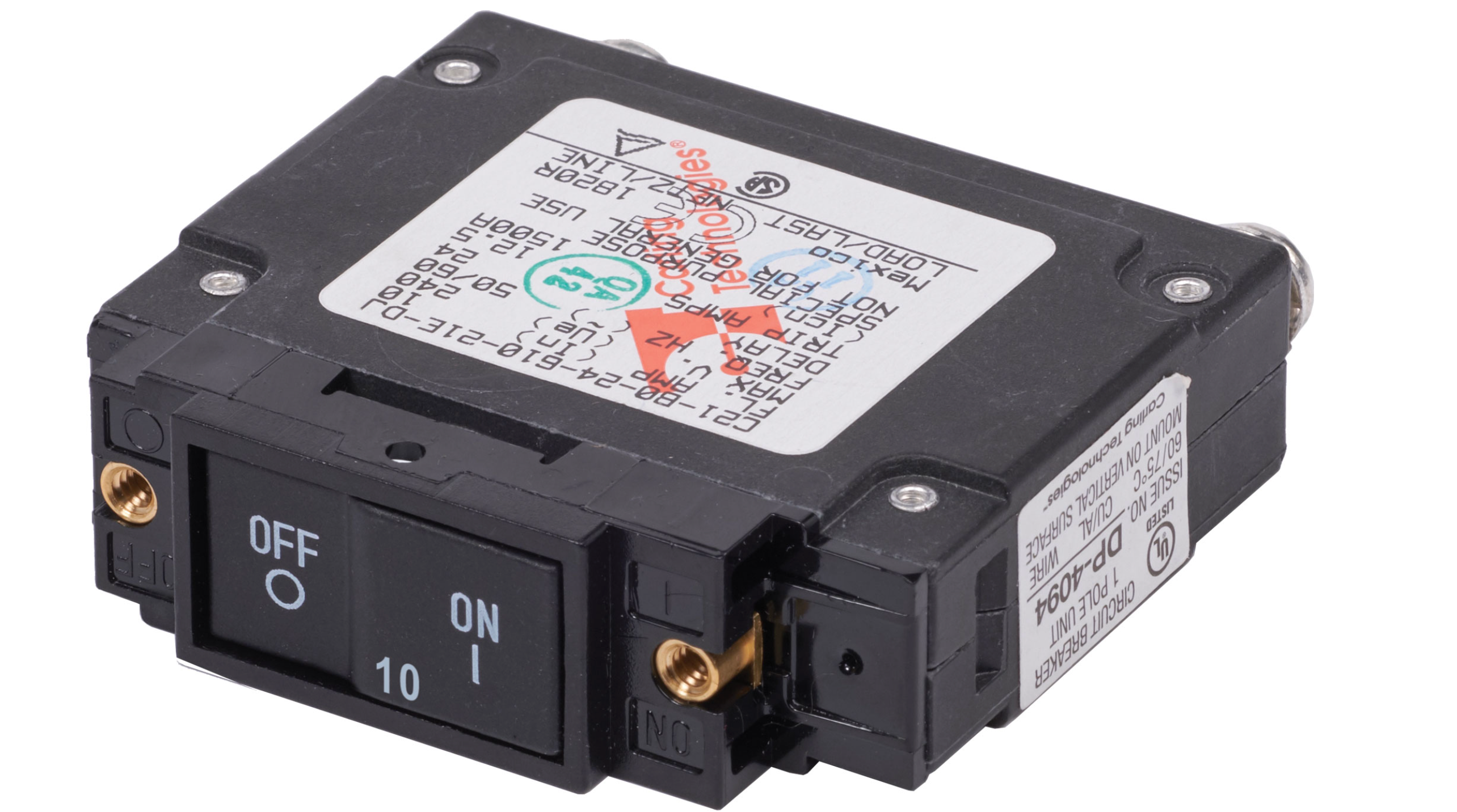 UL-489 Circuit Breaker - 10A Flat Rocker