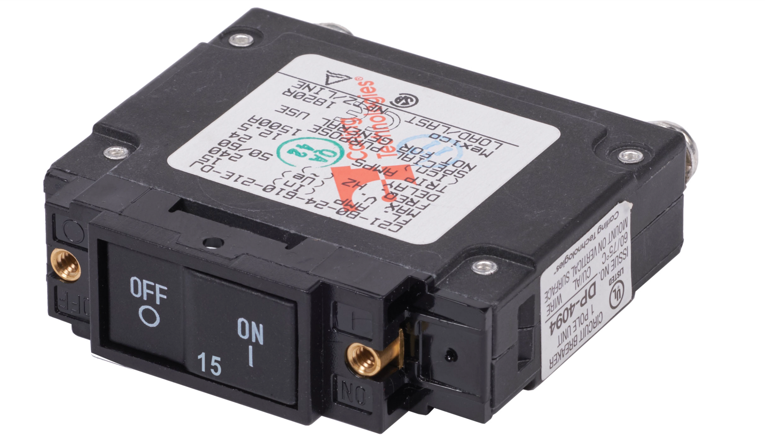 UL-489 Circuit Breaker - 15A Flat Rocker