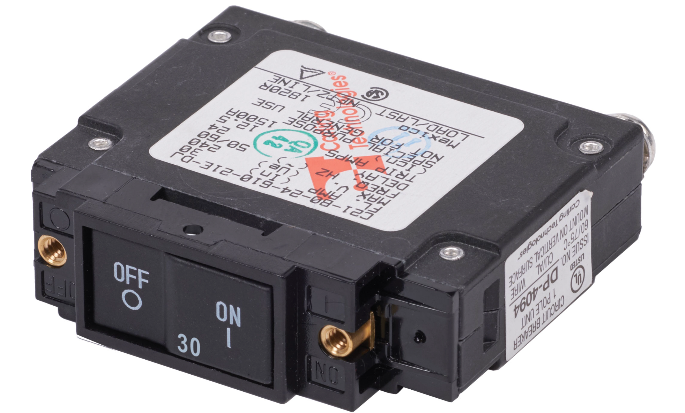 UL-489 Circuit Breaker - 30A Flat Rocker