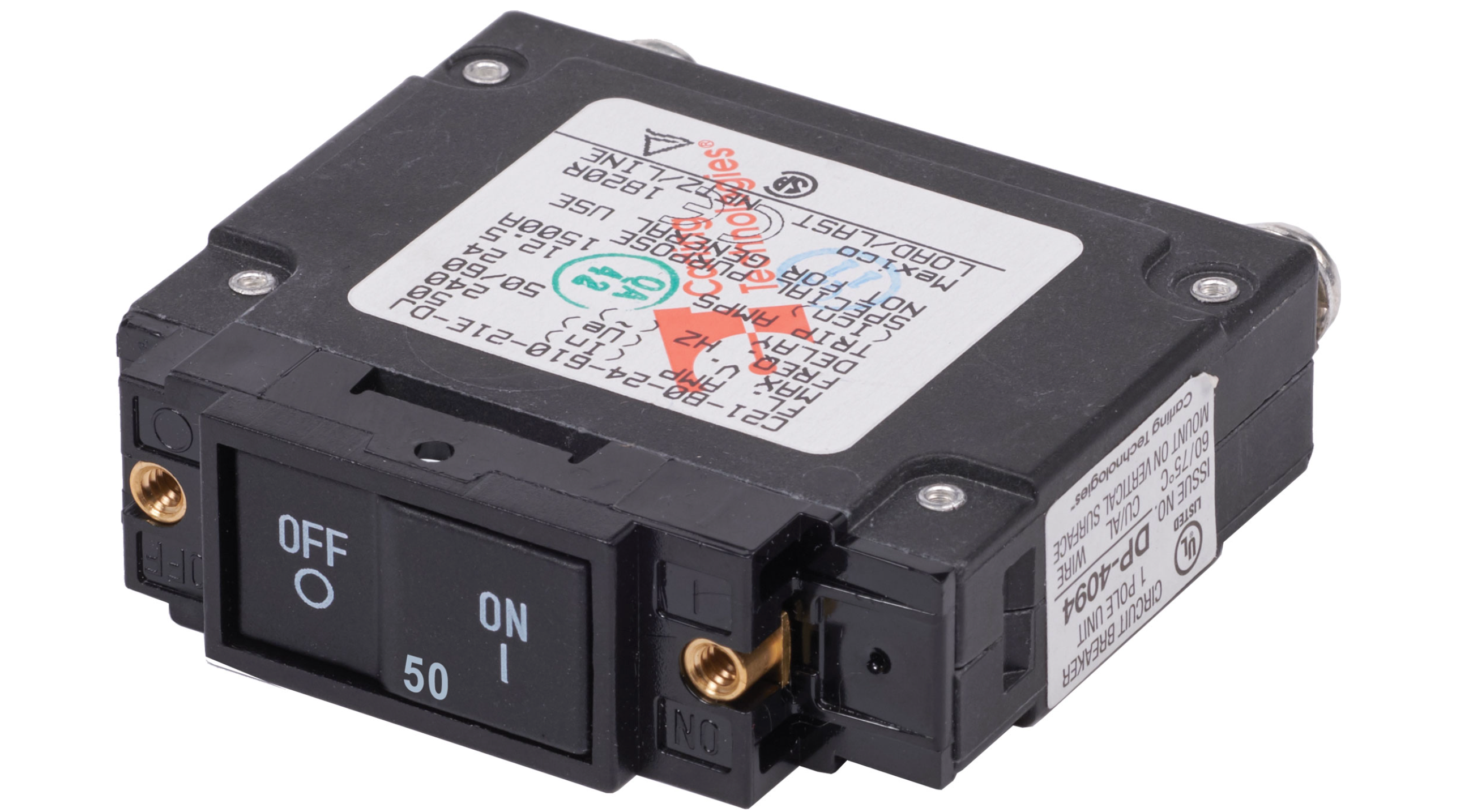 UL-489 Circuit Breaker - 50A Flat ROcker