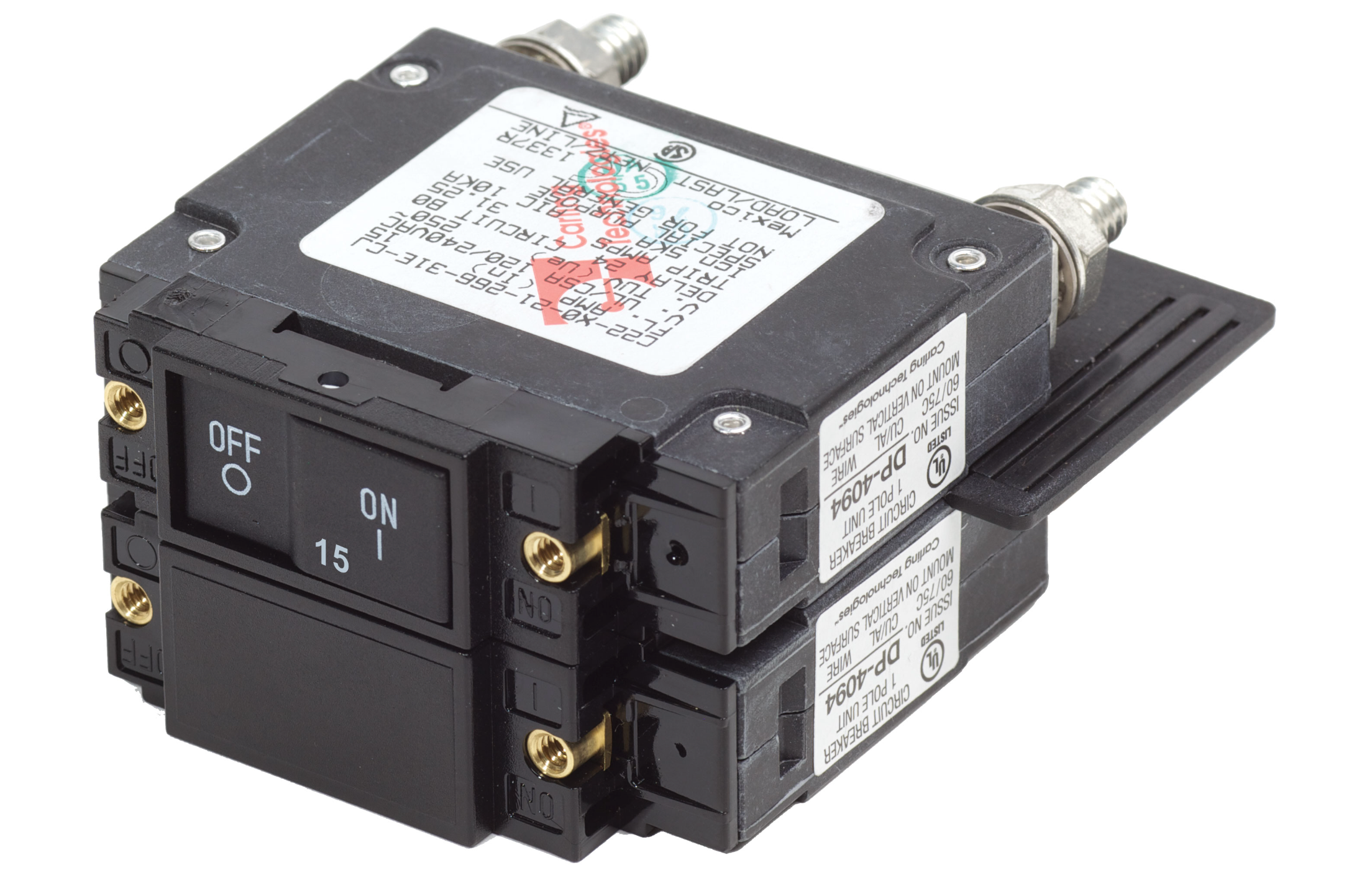 UL-489 Circuit Breaker - 15A Flat Rocker