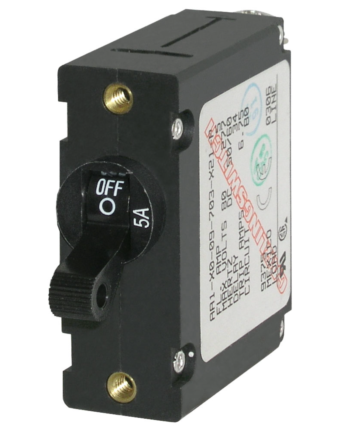A-Series Black Toggle Circuit Breaker - Single Pole 5A