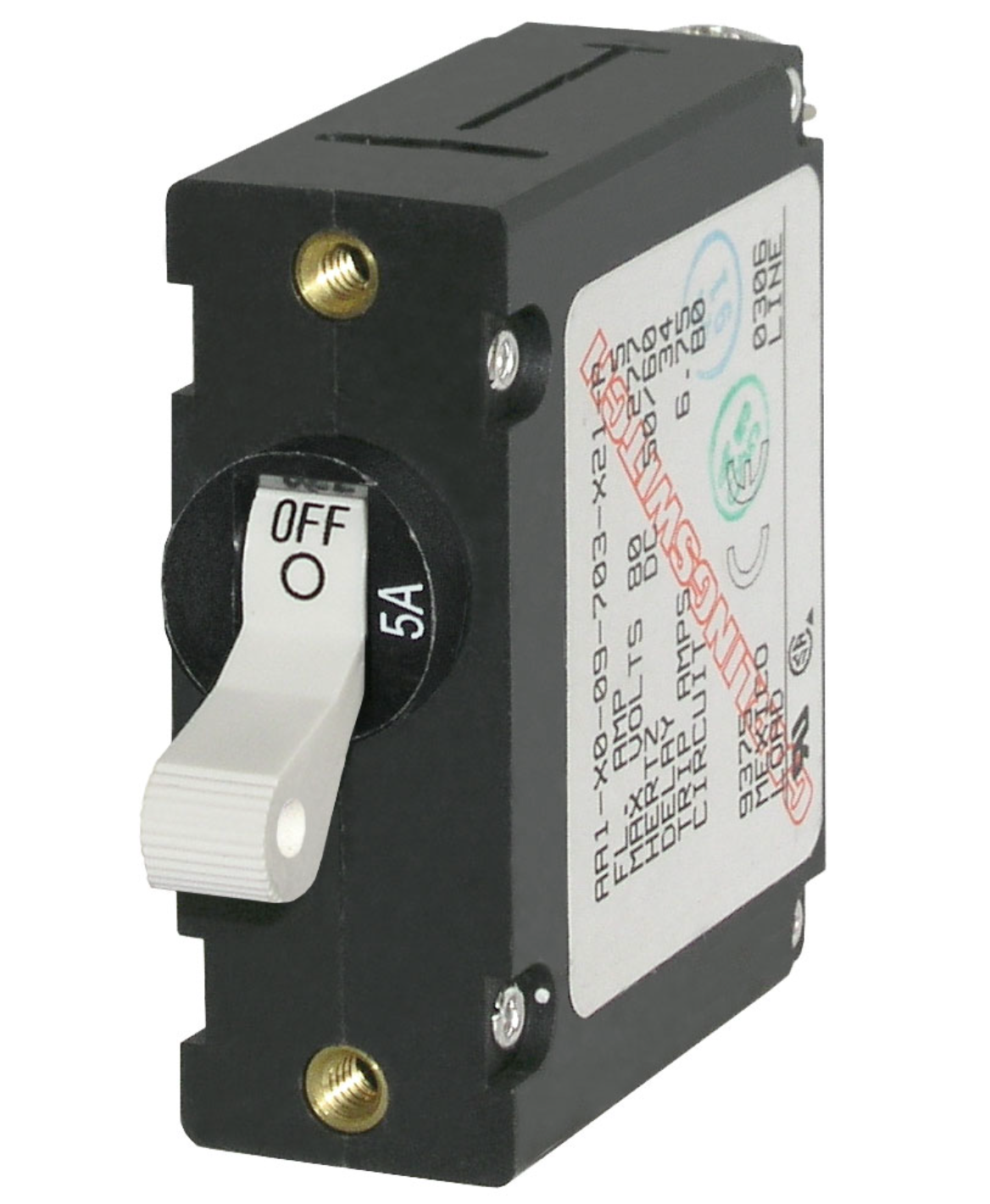 A-Series White Toggle Circuit Breaker - Single Pole 5A
