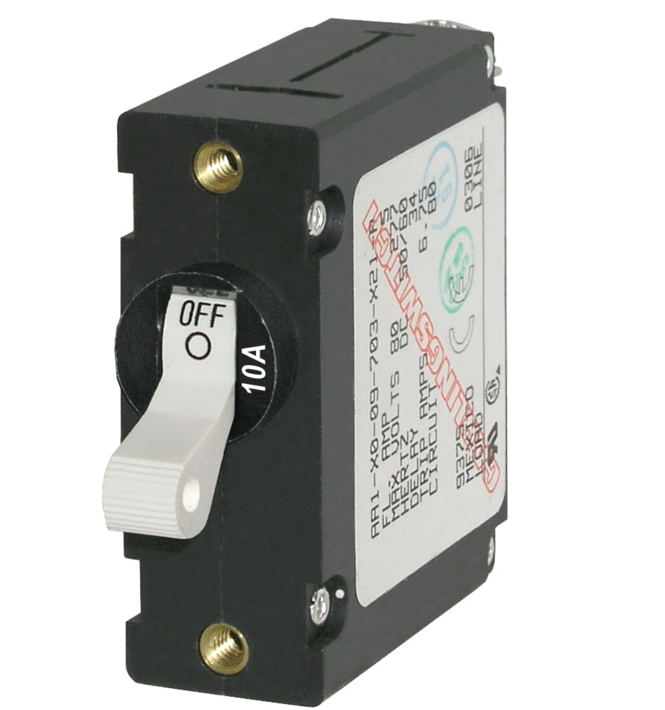A-Series White Toggle Circuit Breaker - Single Pole10A