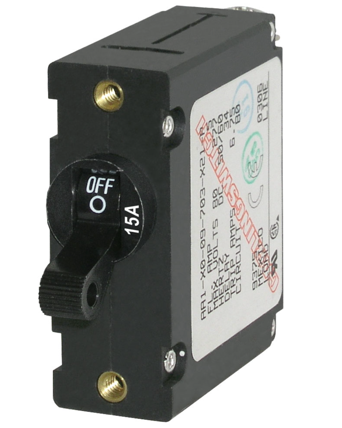 A-Series Black Toggle Circuit Breaker - Single Pole 15A