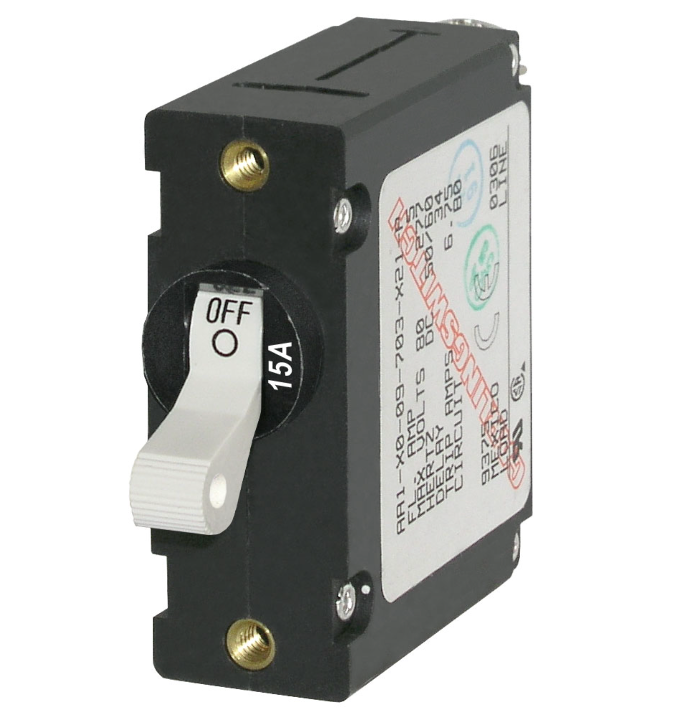 A-Series White Toggle Circuit Breaker - Single Pole 15A
