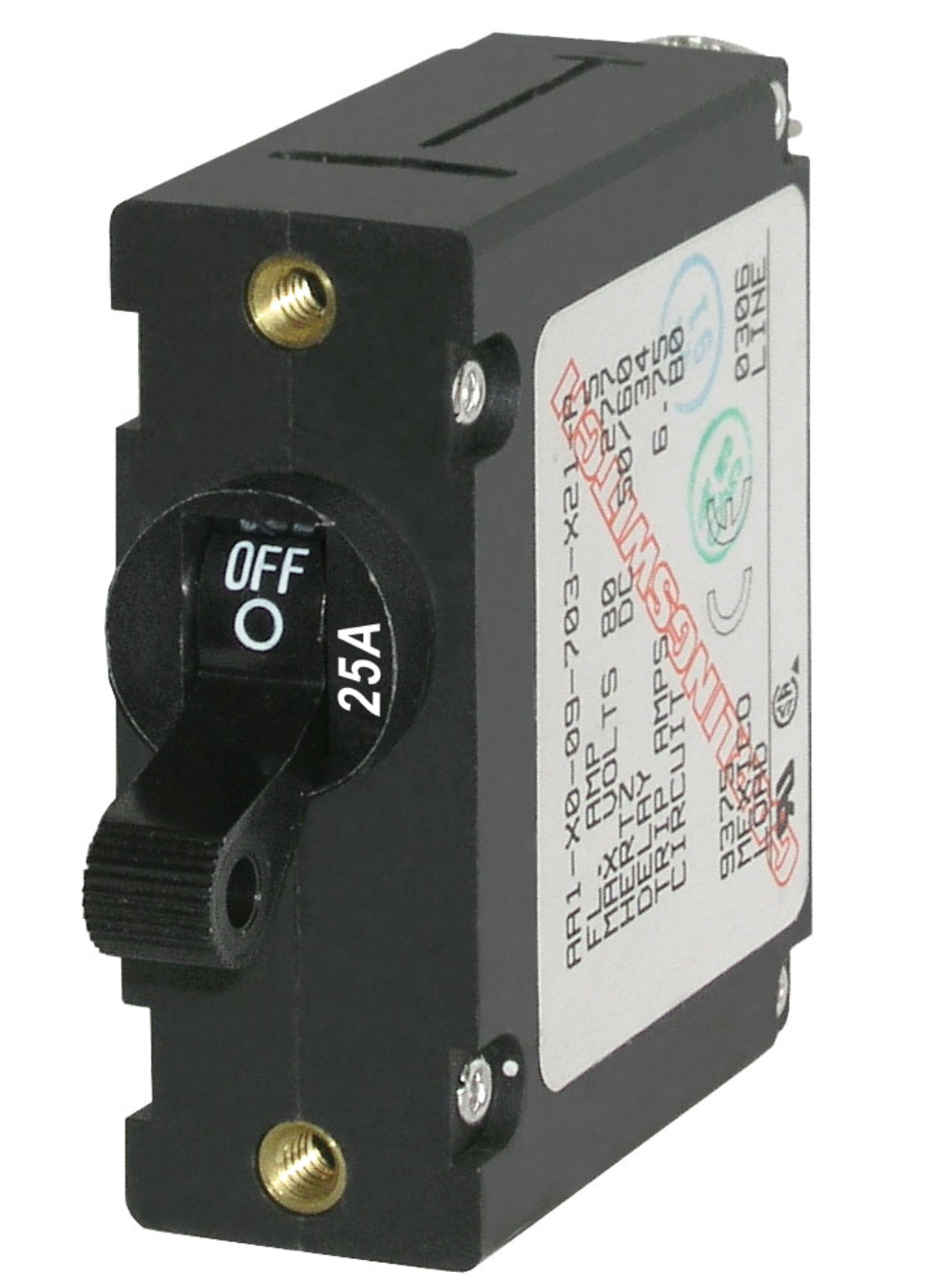 A-Series Black Toggle Circuit Breaker - Single Pole 25A