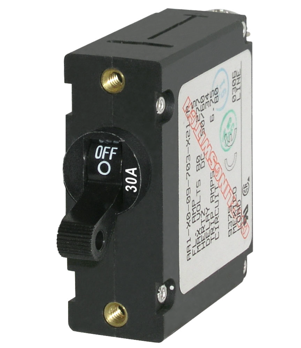A-Series Black Toggle Circuit Breaker - Single Pole 30A