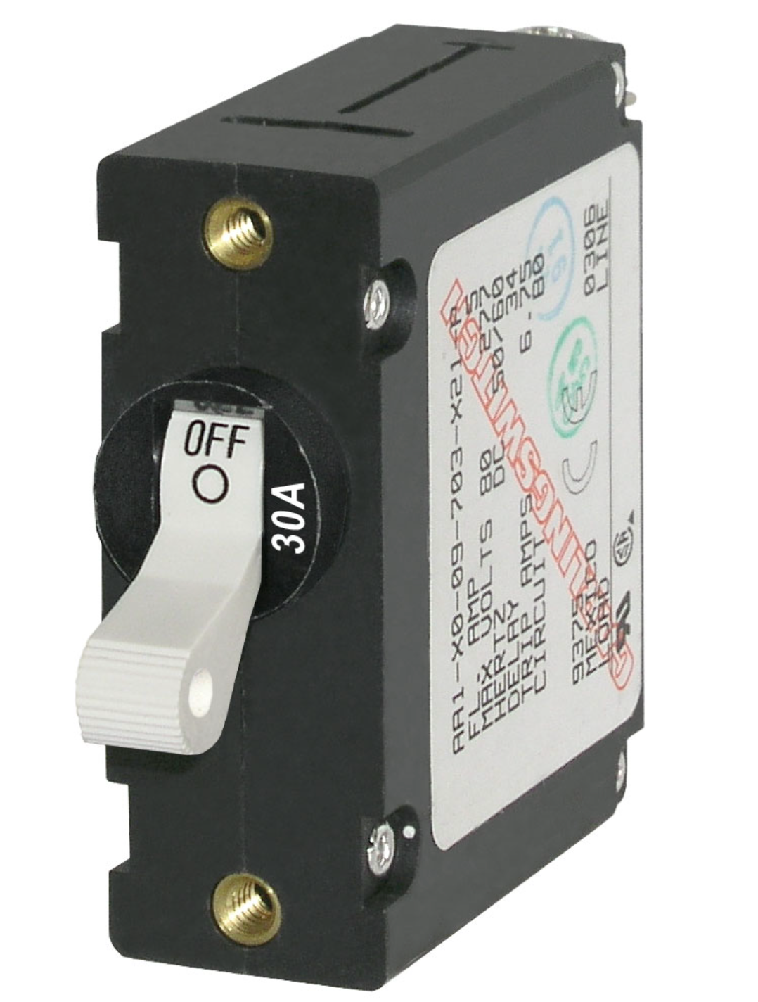 A-Series White Toggle Circuit Breaker - Single Pole 30A