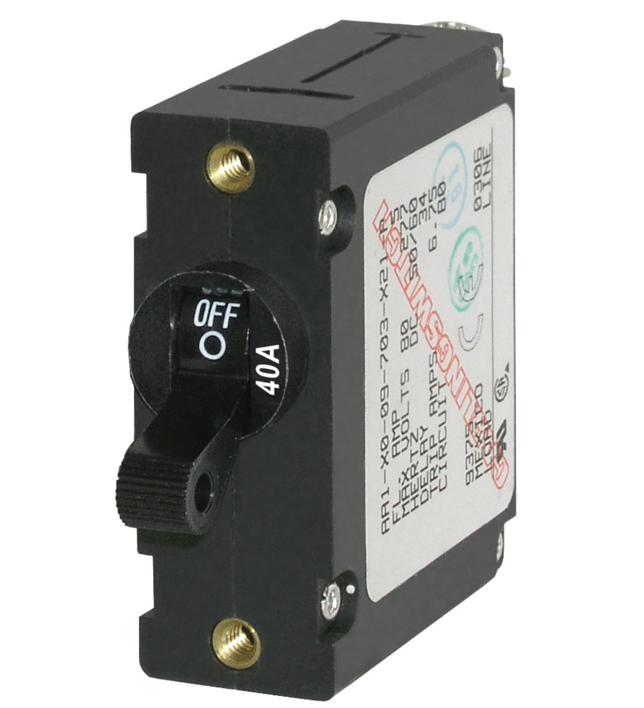 A-Series Black Toggle Circuit Breaker - Single Pole 40A