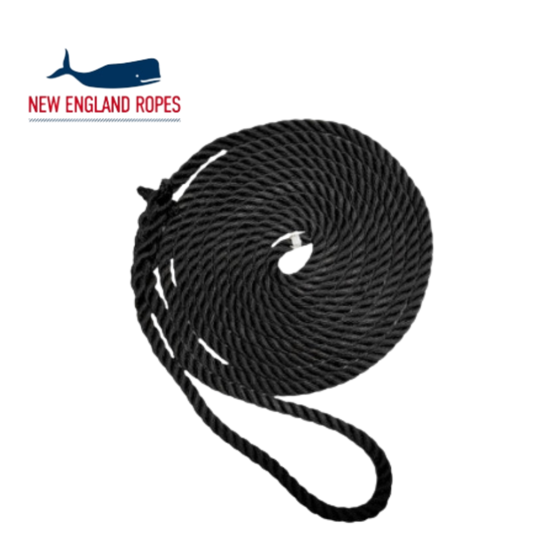 New England Ropes Black 3 Strand Nylon Dockline