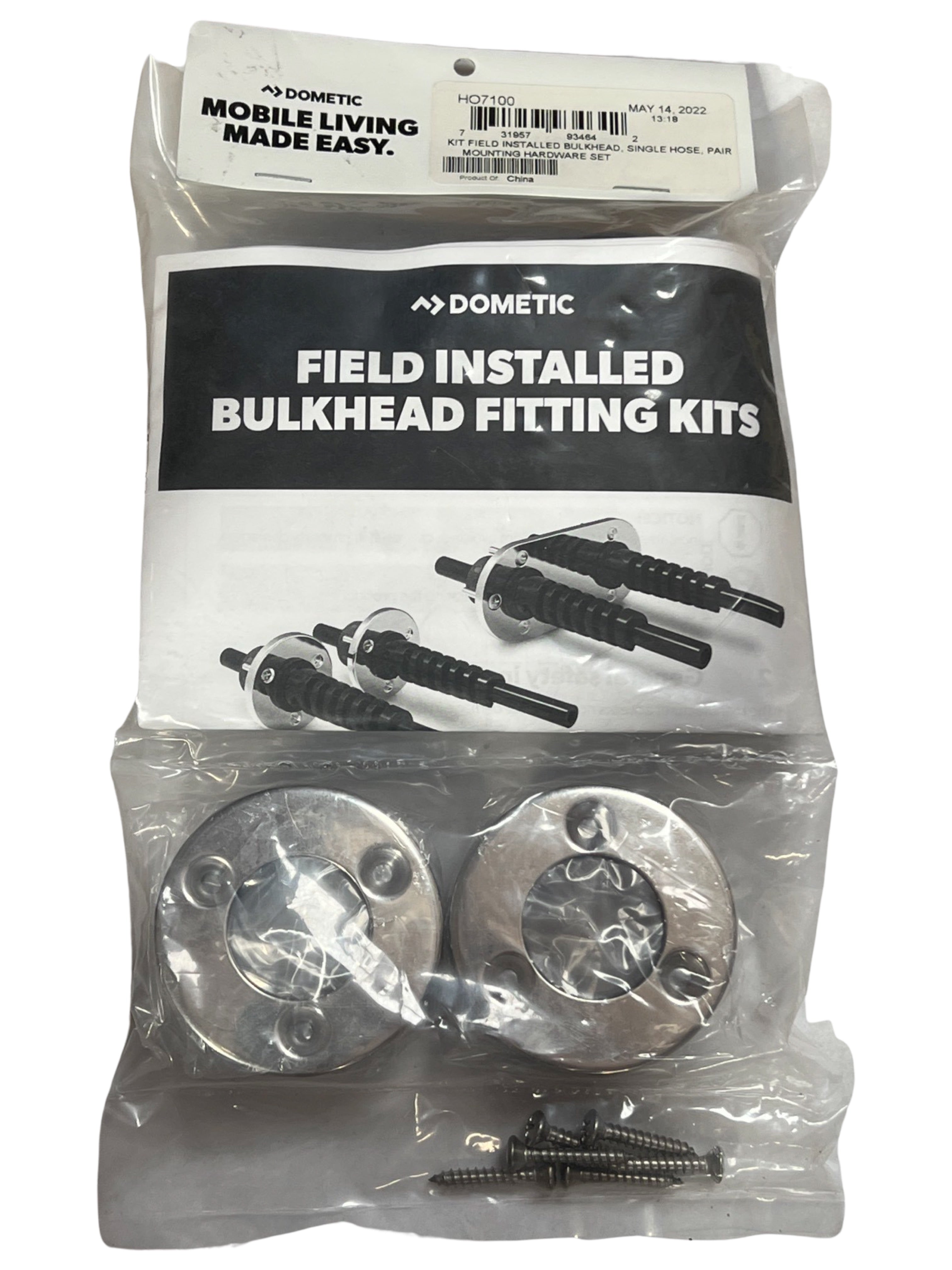 Kit Field Installed Bulkhead, Single Hose, Pair Mounting Hardware Set P/N: HO7100