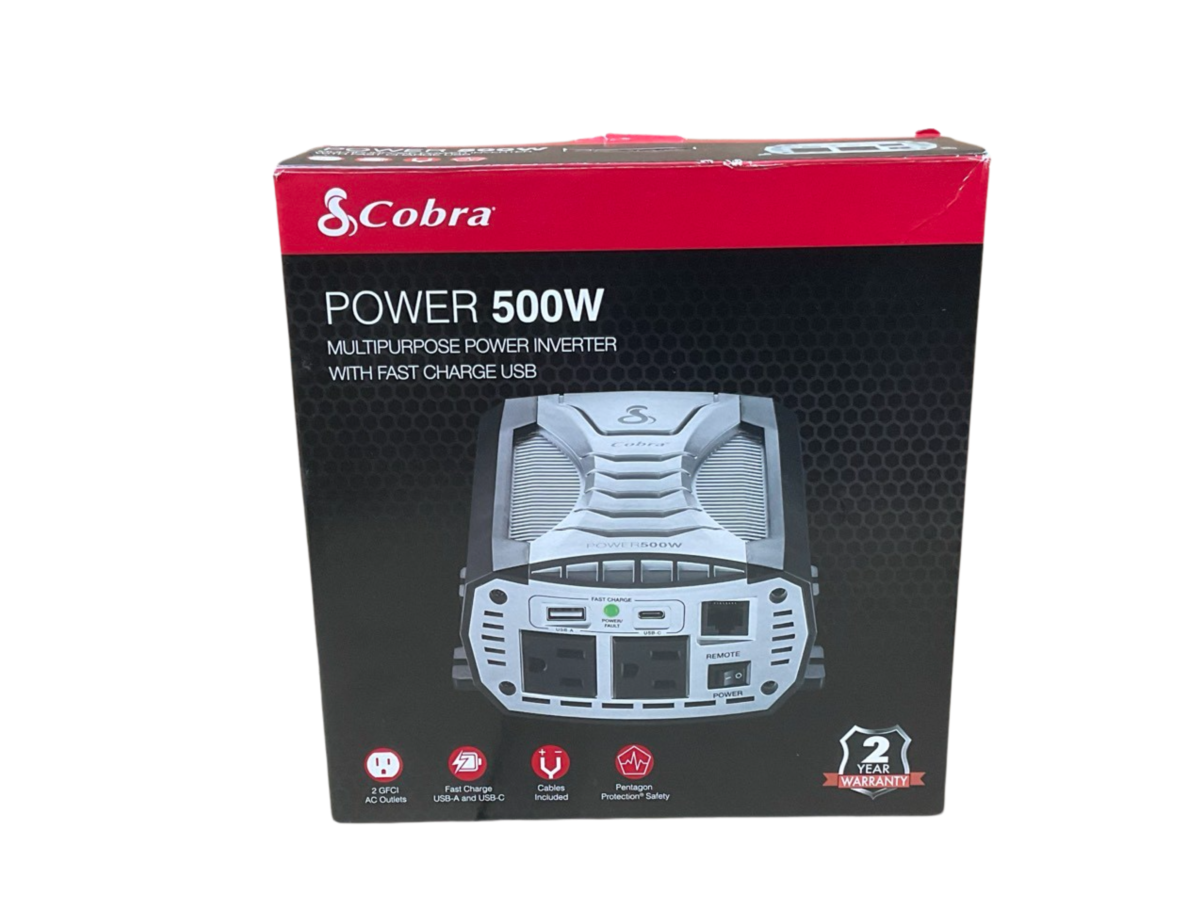 Cobra Power 500W Multipurpose Power Inverter With Fast Charge USB P/N: CPI500W