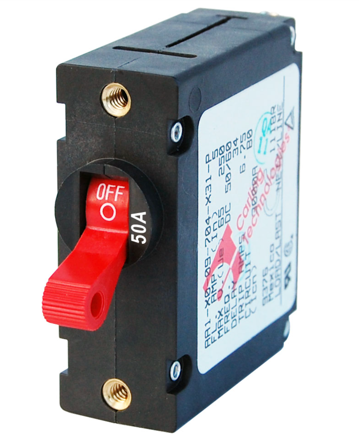 A-Series Red Toggle Circuit Breaker - Single Pole 50A