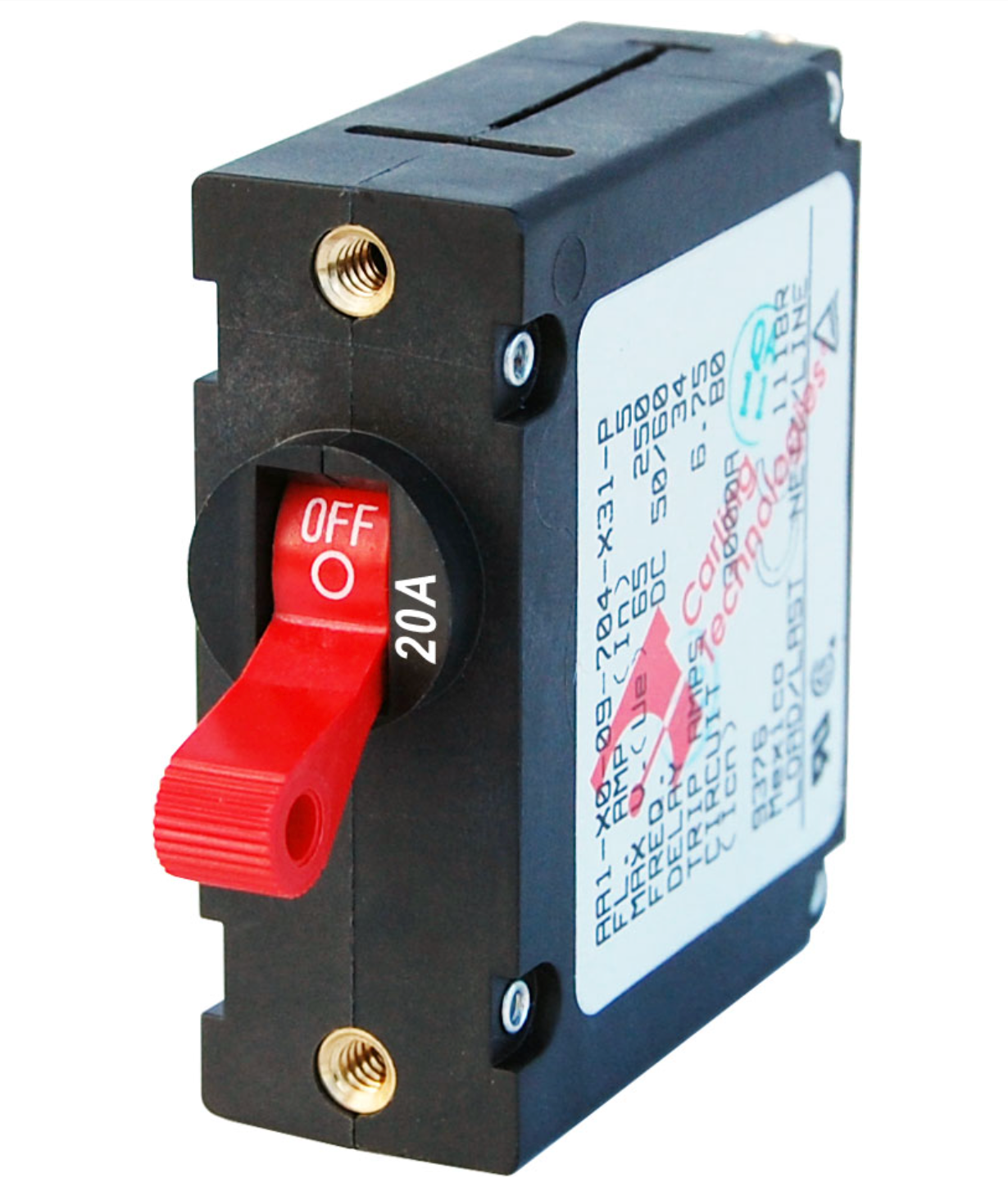 A-Series Red Toggle Circuit Breaker - Single Pole 20A