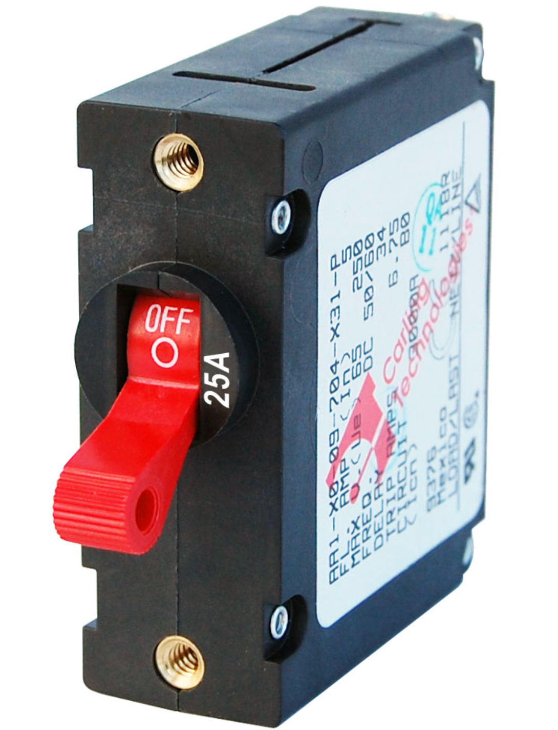 A-Series Red Toggle Circuit Breaker - Single Pole 25A
