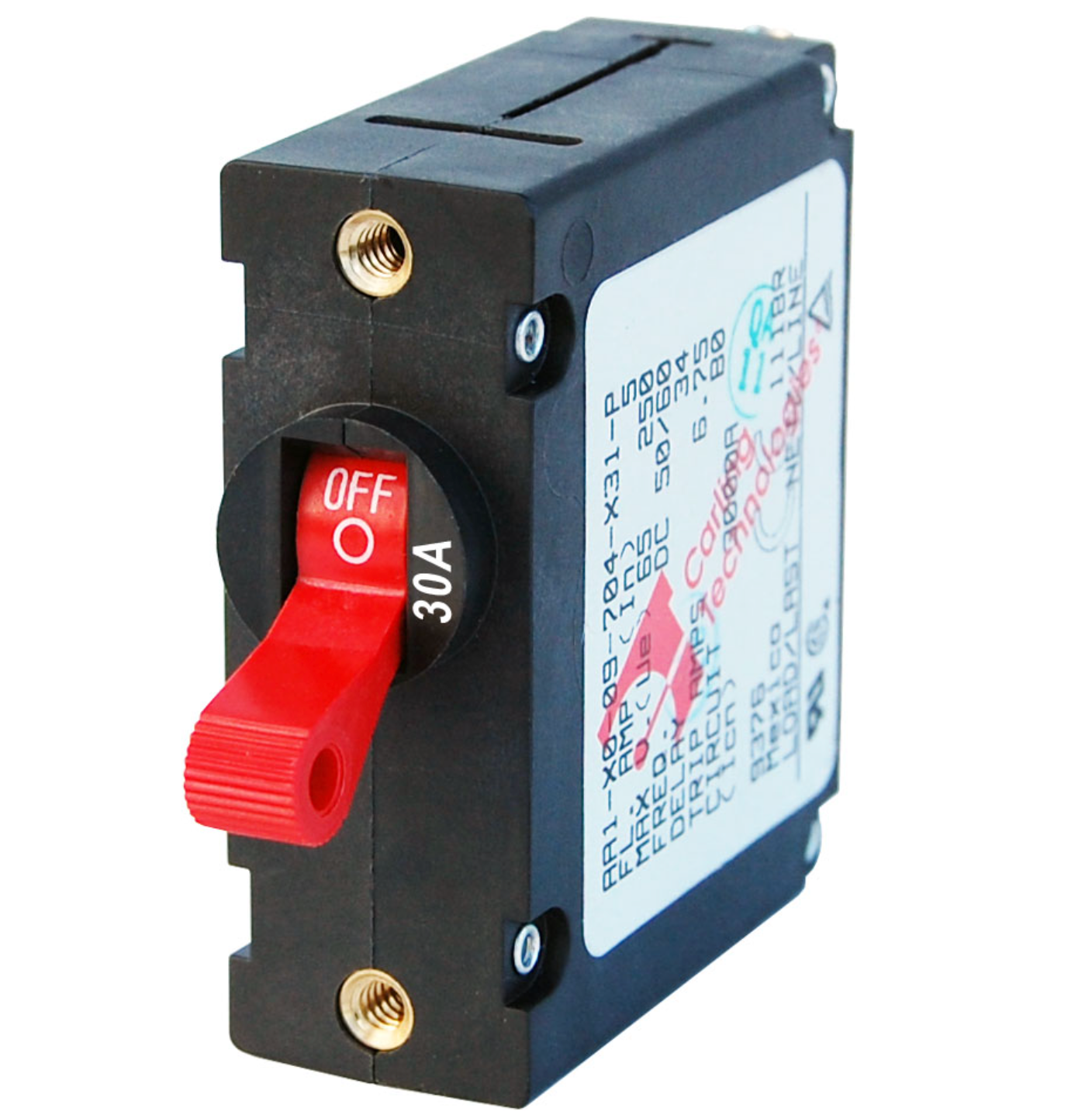 A-Series Red Toggle Circuit Breaker - Single Pole 30A